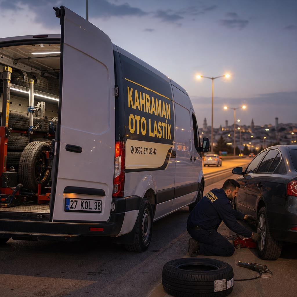 Gaziantep'te mobil oto lastik servis aracı ve yerinde lastik değişimi